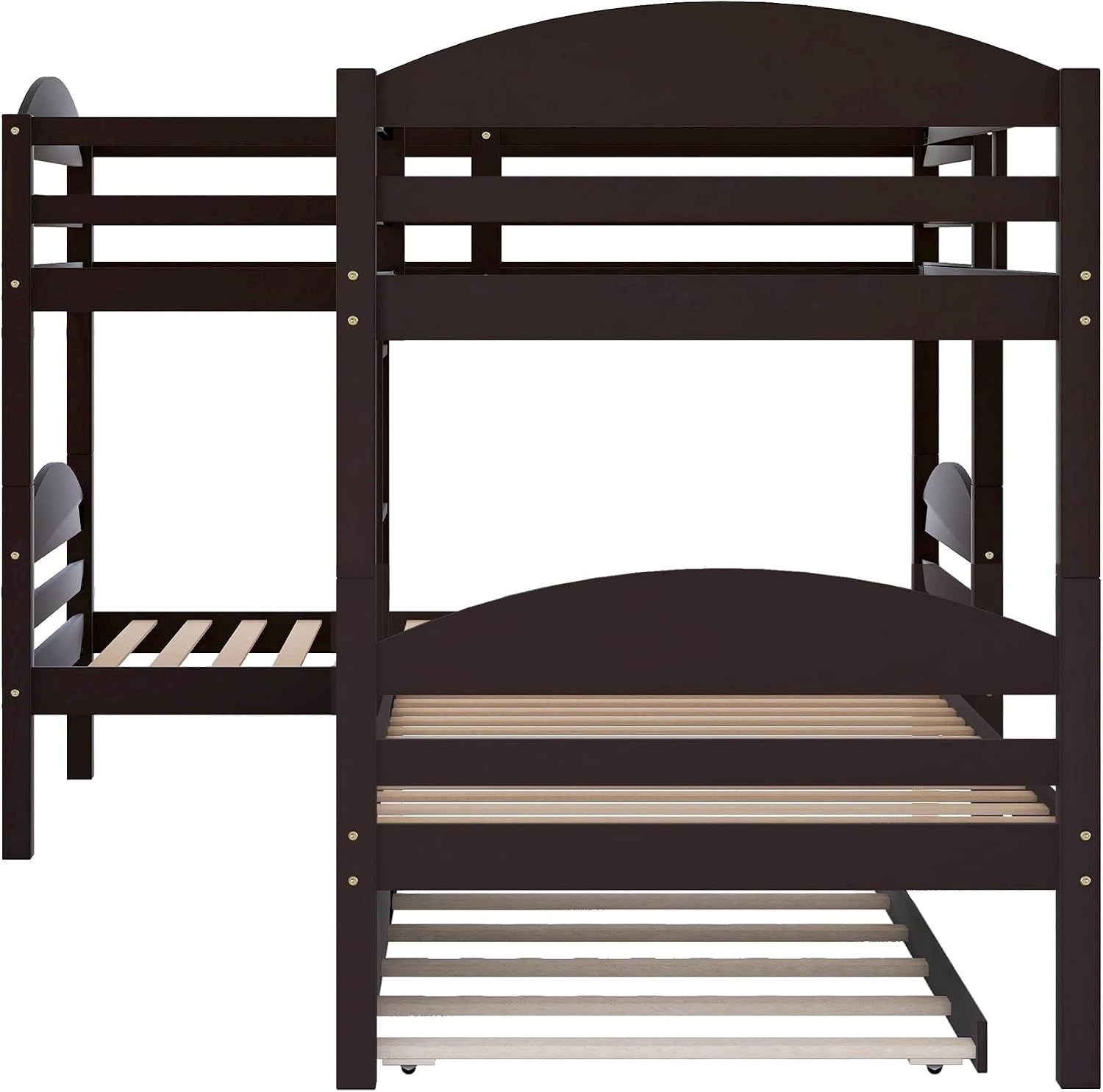 Harper & Bright Designs Twin L-Shaped Bunk Bed with Trundle, Can be Divided into Two L-Shaped Beds, No Spring Box Needed (Grey)