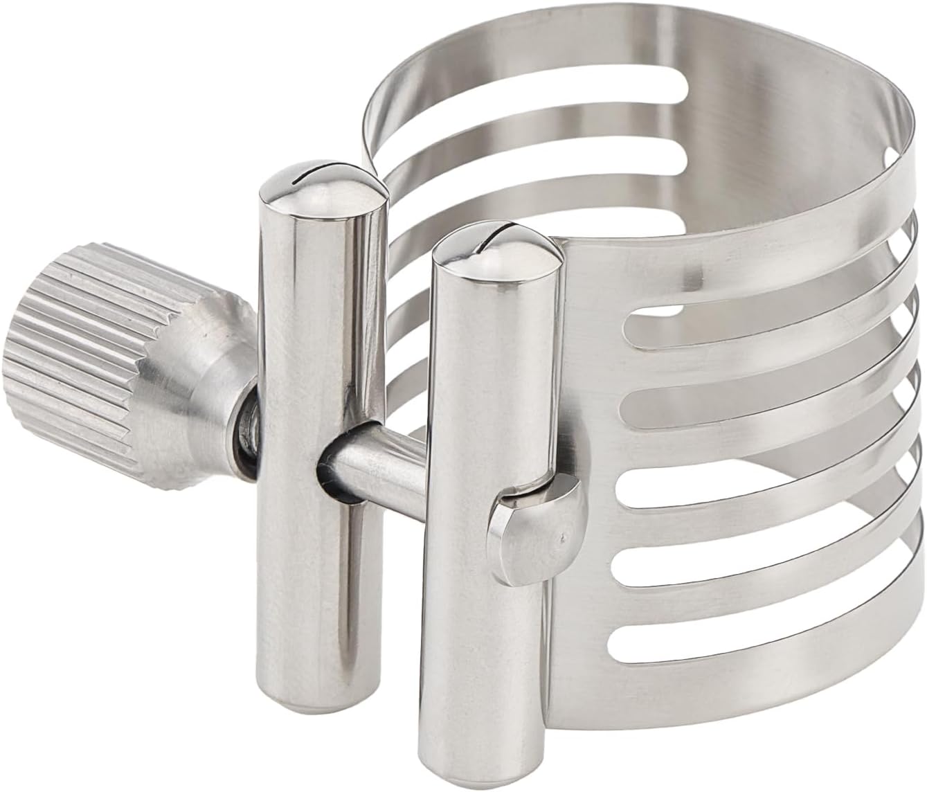 Alto Saxophone Mouthpiece Ligature Sax Ligature, Silver, Stainless Steel with Plastic Box for Alto Saxophone Ebonite Mouthpieces