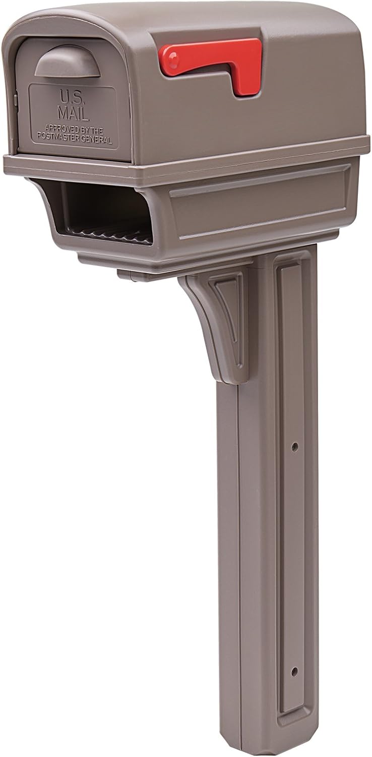Gibraltar Mailboxes Gentry Large Capacity Double-Walled Plastic Green, All-In-One Mailbox & Post Combo Kit, GGC1G0000