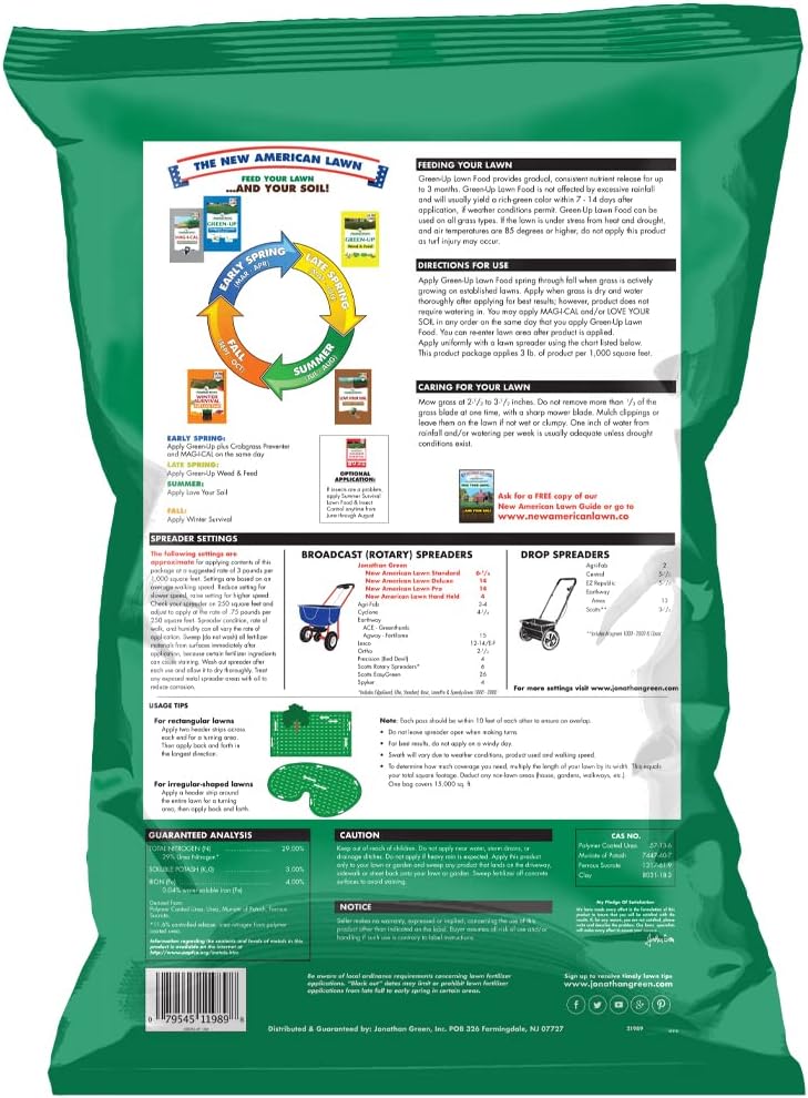 Jonathan Green (11988) Green-Up Lawn Food - 29-0-3 Grass Fertilizer (5,000 Sq. Ft.)
