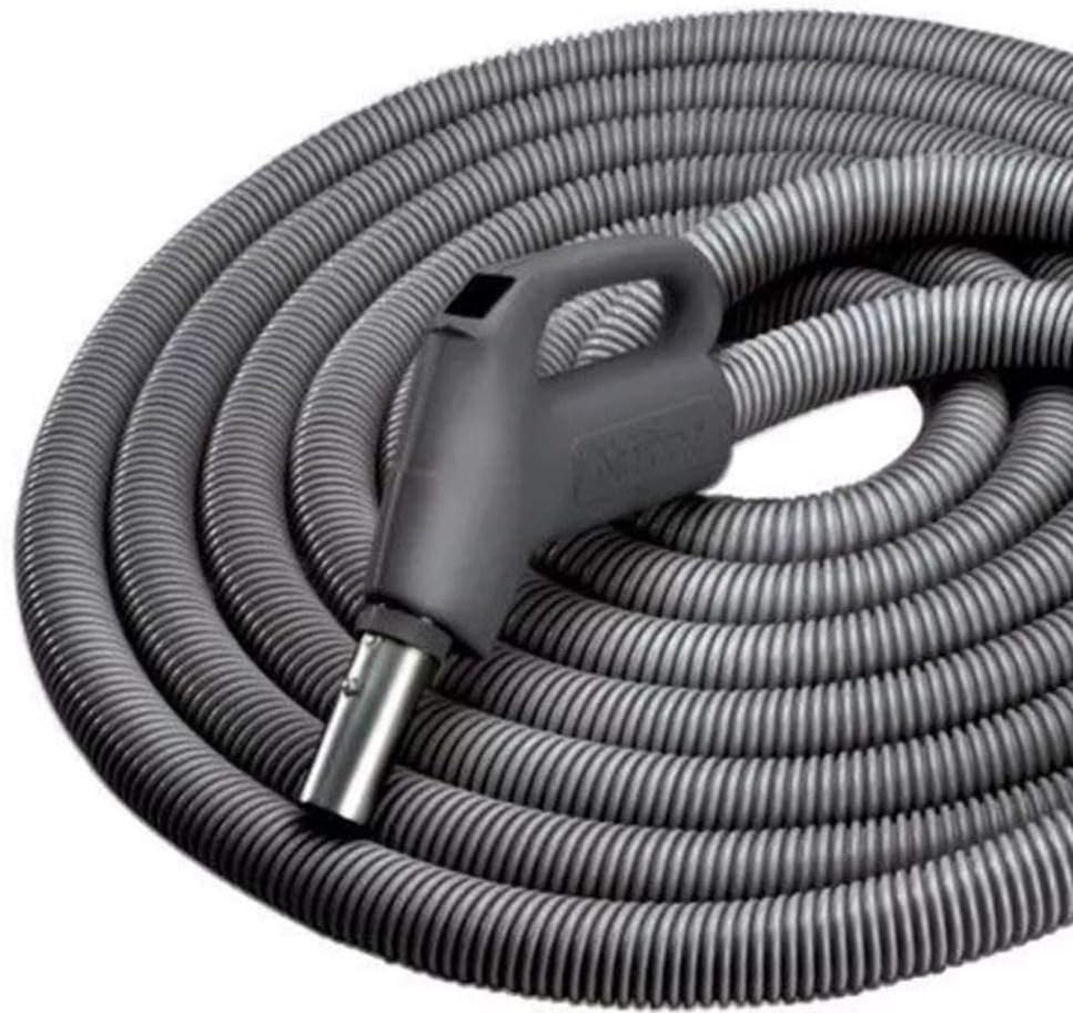 Broan-NuTone CH515 Current-Carrying Crush-Proof Central Vacuum Hose with Swivel Handle, 30' Long, 1.38" Inner Hose Diameter, Dark Gray