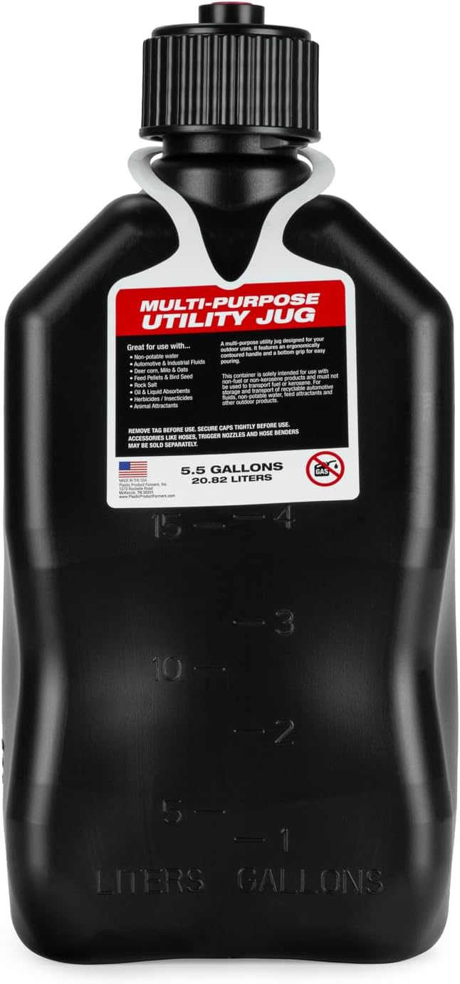 VP Racing 3582-CA - 5.5-Gallon Square Motorsport Jug 4 Pack - Black, Deluxe Hose, Tight Seal