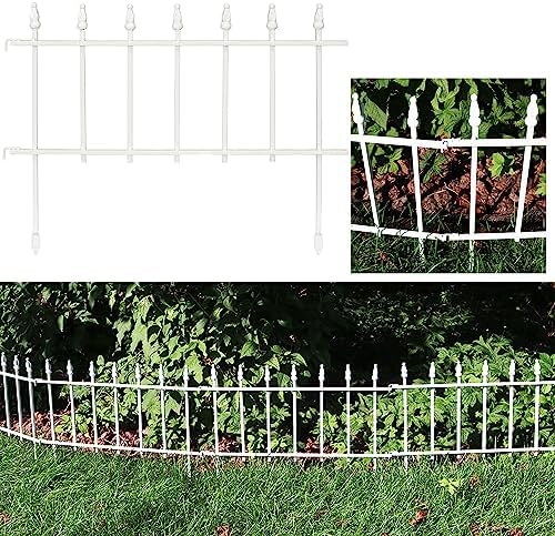 Sunnydaze Decorative Garden Fence Border, 9ft, 5 Panels, Black | 22" W x 18" H No Dig Metal Edging for Flower Beds, Yard, Lawn, Pathways & Landscaping, Roman Finial Design