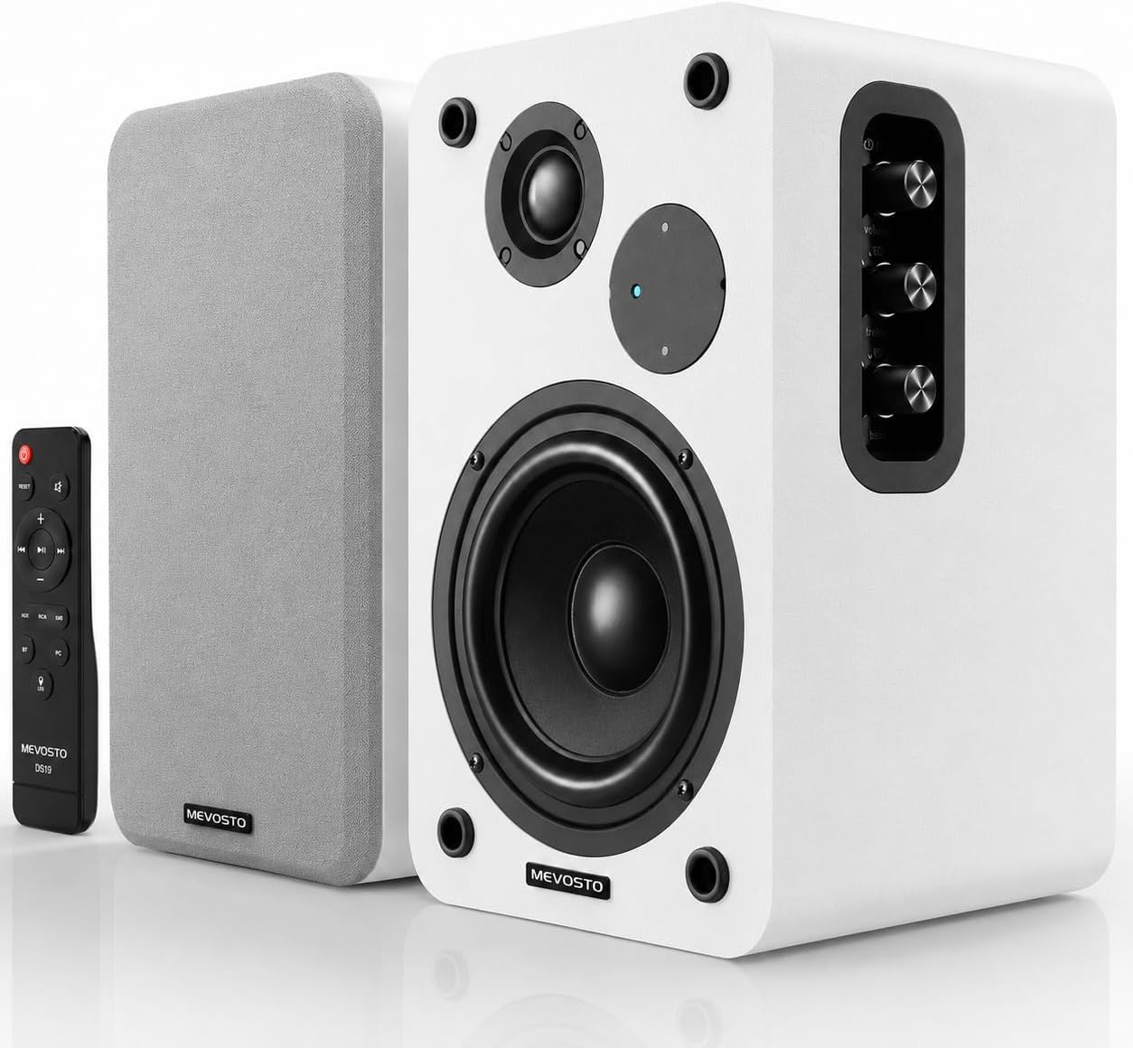 Active Bookshelf Speakers 36W RMS - BT 5.4 Wireless Speaker with 5 Inch Woofer, Silk Dome Tweeter PC Speakers - USB Digital Audio Studio Monitors Bass & Treble Adjust AUX Input for Record Player TV