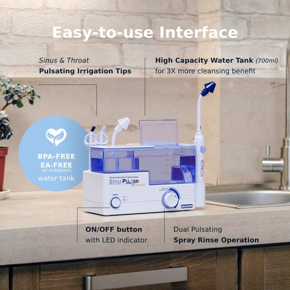SinuPulse Elite Advanced Nasal Irrigation System, Pulsating Nasal Congestion Relief & Sinus Rinse Machine, More Effective Than Neti Pot