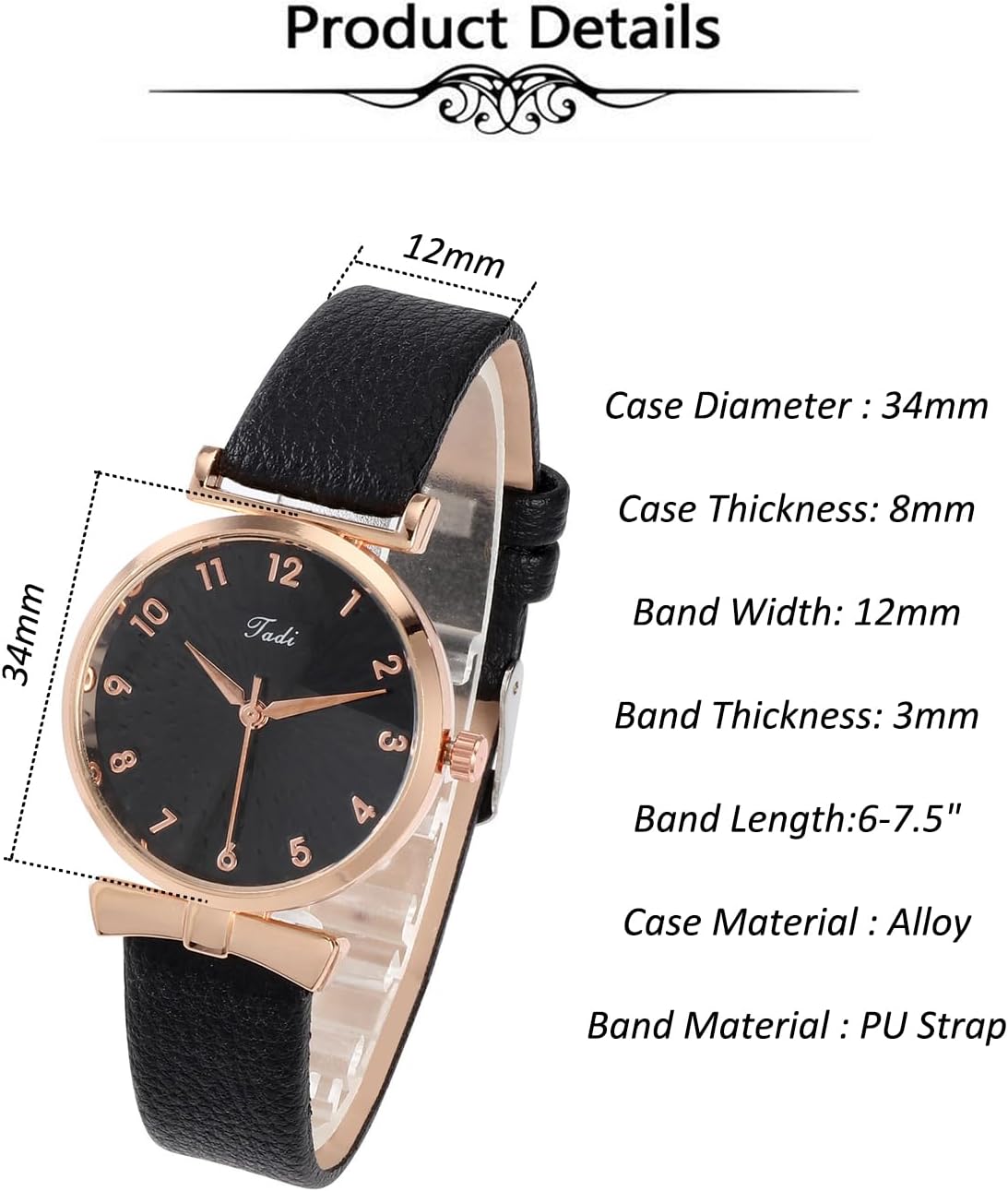 Top Plaza Ladies Classic Leather Analog Quartz Watch | Women Easy Read Arabic Numerals Watches Casual Dress Wrist Watch,Rose Gold Case