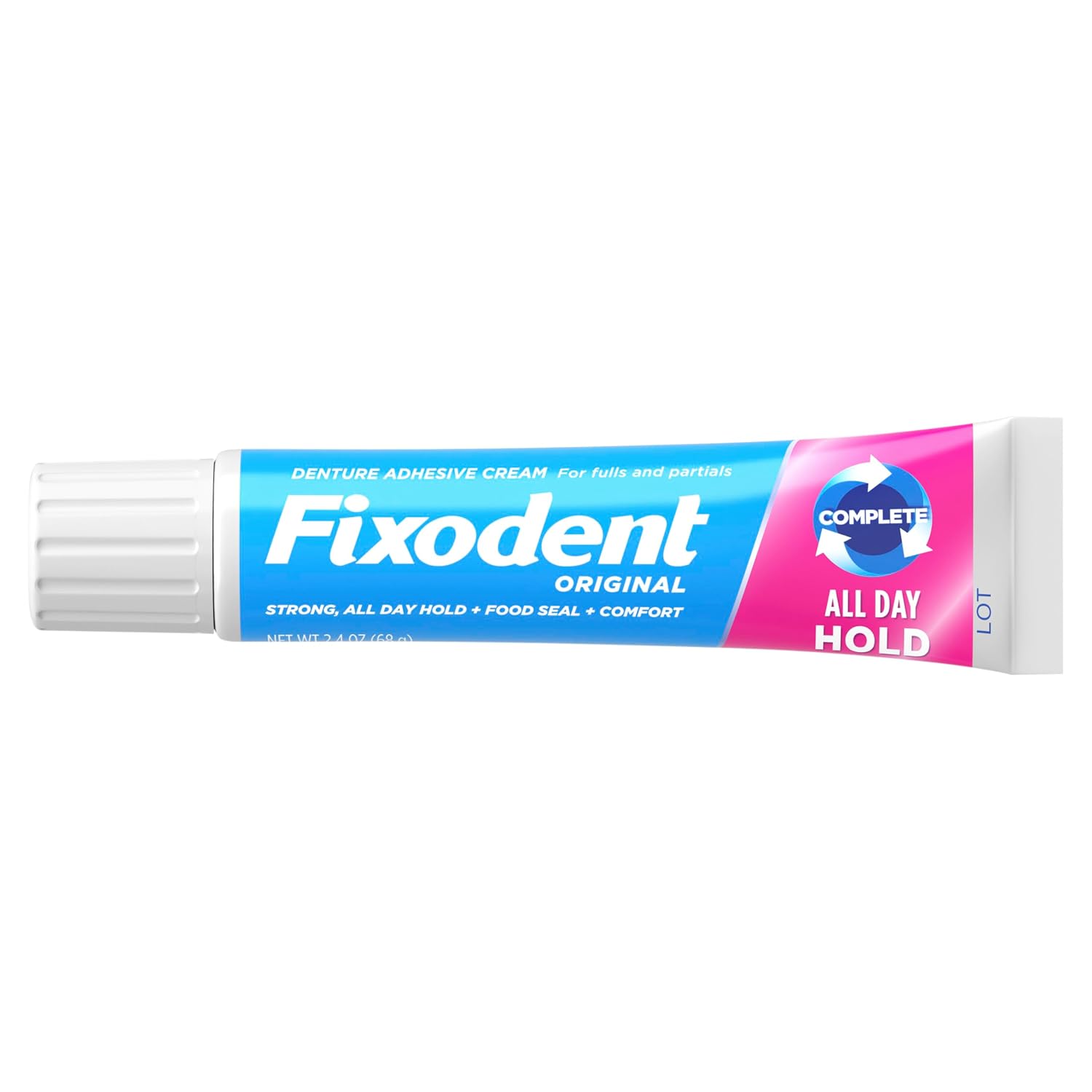 Fixodent Complete Denture Adhesive Cream, Original, 2.4 oz (3-Pack) – Strong False Teeth Glue, Secure Dental Adhesive for Full and Partial Plates