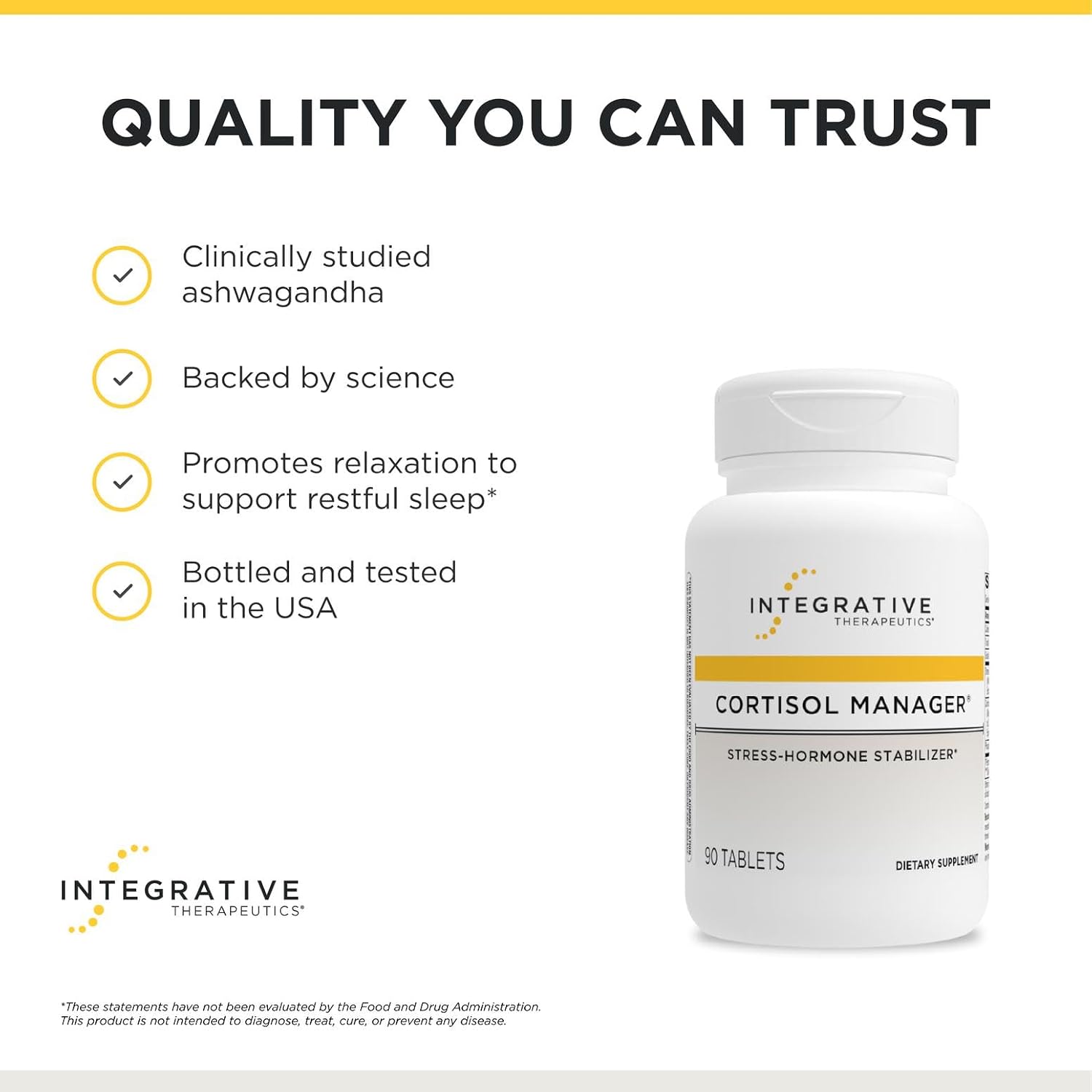 Integrative Therapeutics Cortisol Manager - Balance Cortisol & Support Relaxation for Restful Sleep* - Includes Ashwagandha & L-Theanine for Confidence with Less Stress* - 30 Tablets