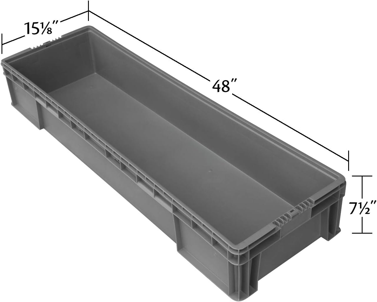 Buckhorn SW3215080201000 Plastic Straight Wall Storage Container Tote, (32-Inch x 15-Inch x 7-1/2-Inch), light grey