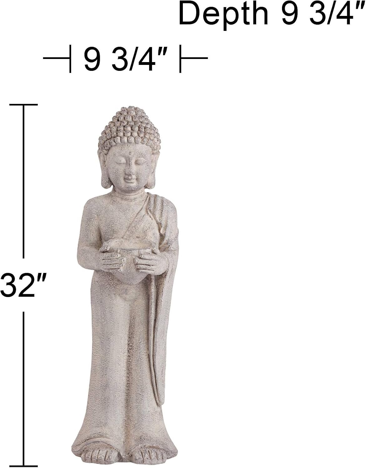 John Timberland Standing Buddha 32" High Gray Indoor-Outdoor Statue | Sculpture Zen Asian Japanese Garden Decor Front Porch Patio Yard Outside Home