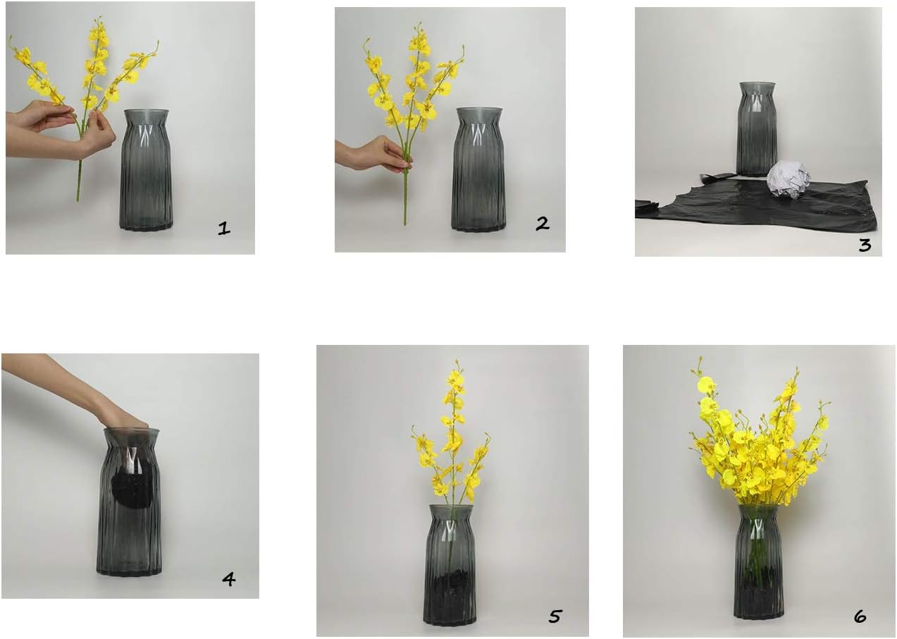 Yellow Artificial Flowers Orchids Silk Fake Flowers in Bulk, 12 Pcs (Each 38.5”), for Wedding Festive Party Home Office Decoration, No Include Vase