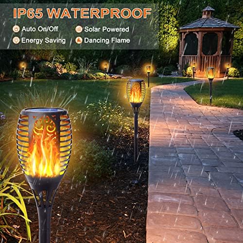 Flickering Flame Solar Torch Lights Outdoor, 3in1 Solar Lantern