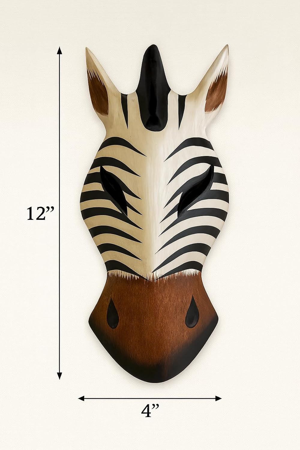 OMA African Zebra Wall Mask – Hand Carved Wooden Safari Wall Decor Art – Tribal Jungle Accent for Living Room