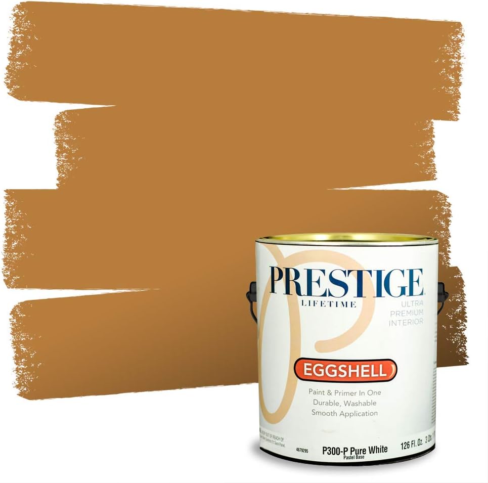 PRESTIGE Paints Exterior Paint and Primer In One, 1-Gallon, Satin, Comparable Match of Sherwin Williams* Cachet Cream*