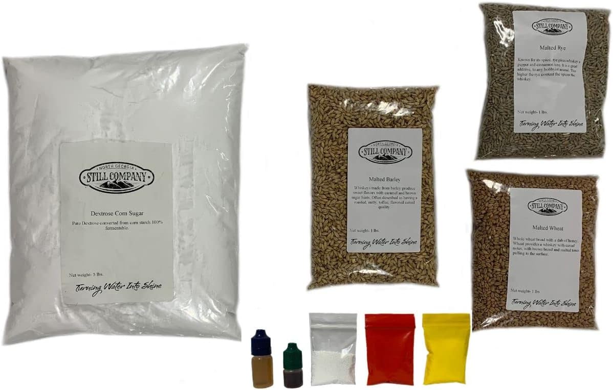 North Georgia Still Company's Fermentation Kit for Moonshine, Malted Barley, Rye & Wheat Whiskey, DIY 5 Gallon Mash Kit