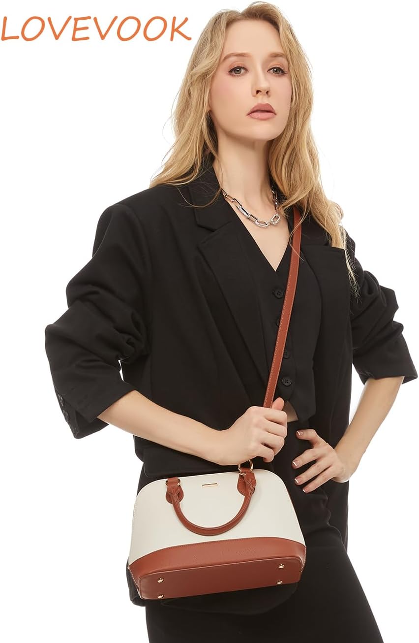 LOVEVOOK Purse for Women, Crossbody Dome Satchel Handbag with Double Zip