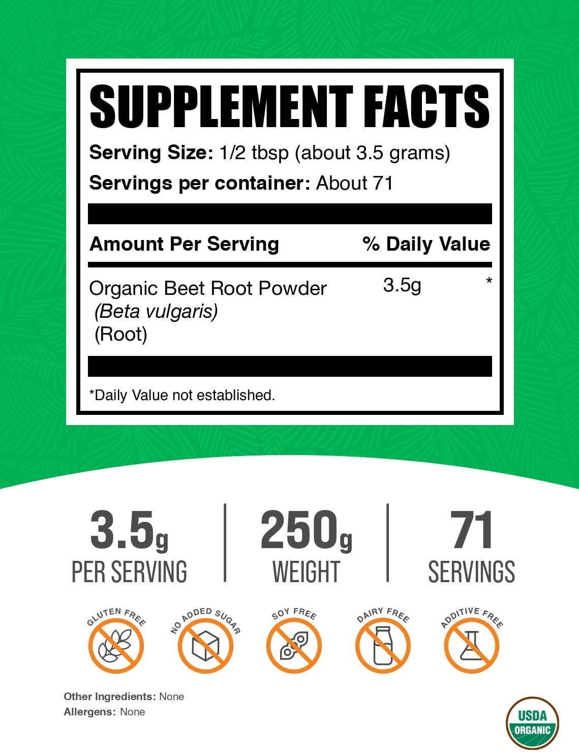 BulkSupplements.com Organic Beet Root Powder - Superfood Supplement, Beet Root Supplements - Vegan & Gluten Free, 3.5g per Serving, 1kg (2.2 lbs) (Pack of 1)