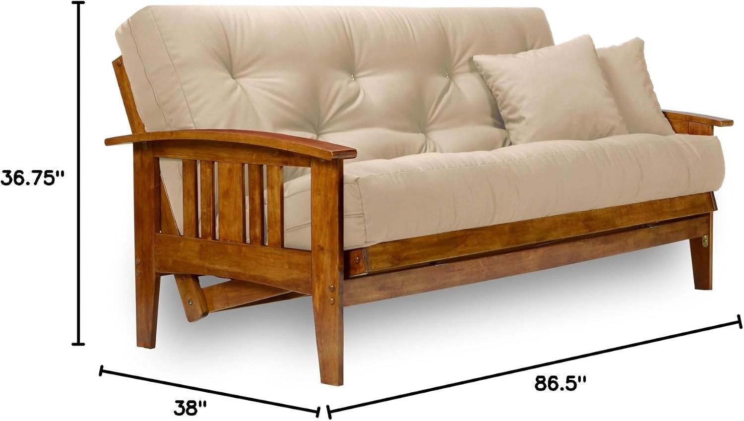 Westfield Futon Set - Queen Size, Frame, 8" Mattress, Twill Ivory Cover