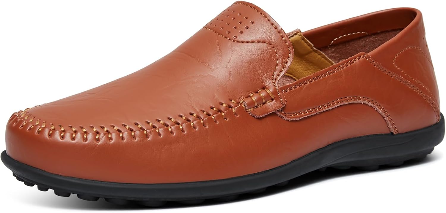 Go Tour Men's Premium Genuine Leather Casual Slip on Loafers Breathable Driving Shoes Fashion Slipper