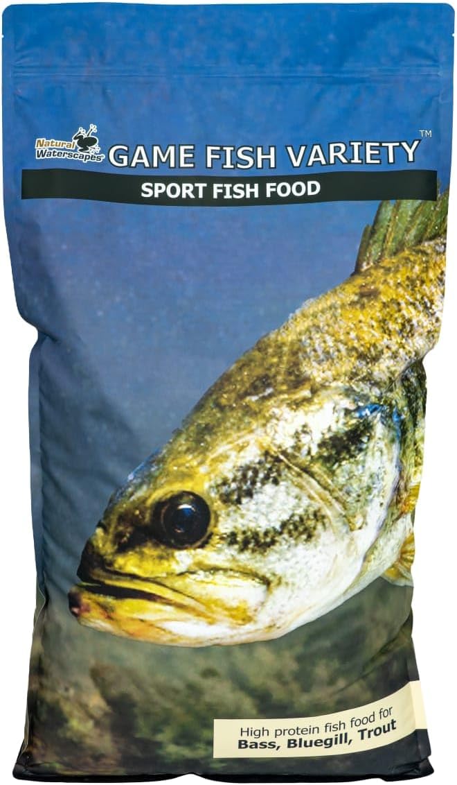 Natural Waterscapes Game Fish Food Variety | Pond and Lake Fish Food Pellets | 22 lb Bag | Feed to Bass, Bluegill, Trout, Catfish
