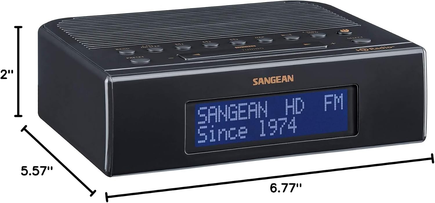 SANGEAN SG-114 AM/FM-RBDS Digital Tuning Clock Radio with USB Phone Charging