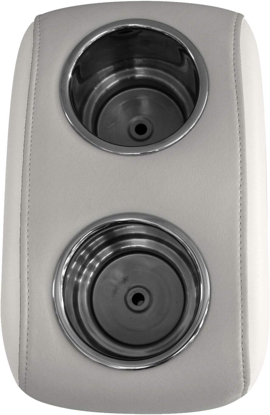 Wise 3059-1882 Pontoon Double Drink Holder with Stainless Steel Cup Holders, Marble / Brite White