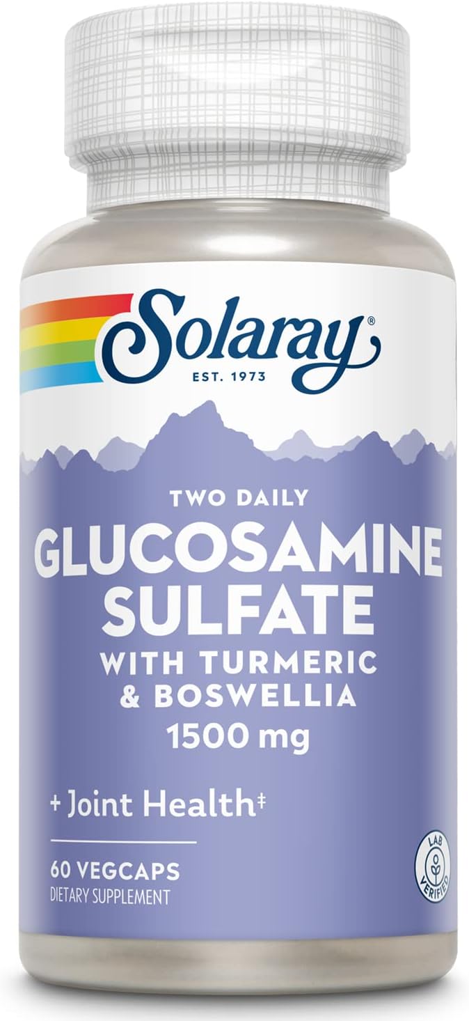 SOLARAY Glucosamine Sulfate 1500 mg, 120 VegCaps | Joint Mobility & Connective Tissue Support - Glucosamine, Turmeric & Boswellia - 60 Servings - Lab Verified