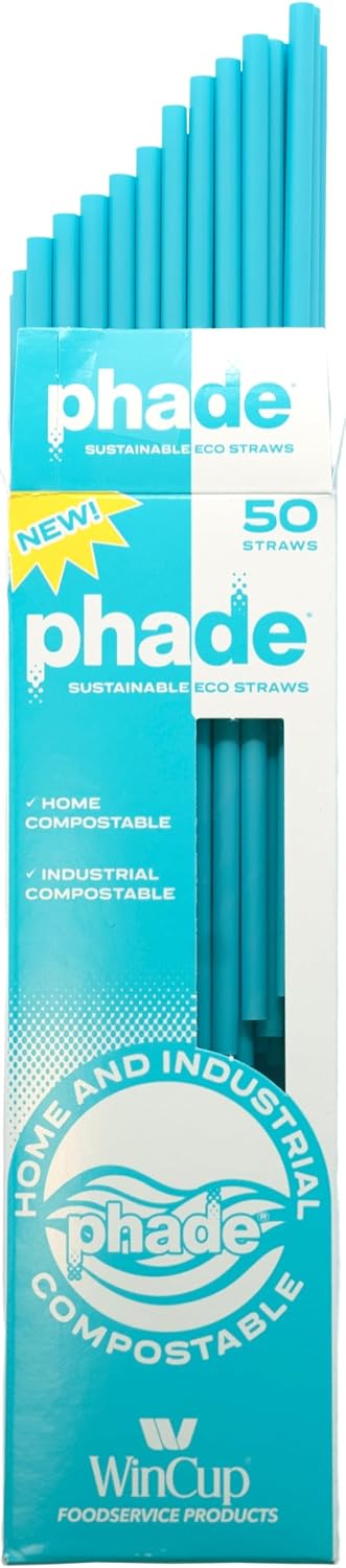 phade Phade 7.75 inch Jumbo Compostable Biodegradable Eco Straws,375 Count,Individually Wrapped,For Cold Drinks Only