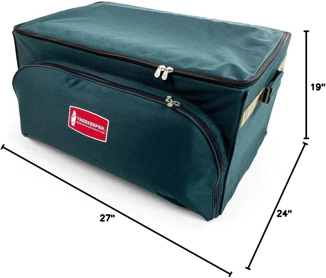 (Green Christmas Ornament Storage Box with Dividers) - Deluxe Ornament Keeper - Holds 72 Ornaments up to 4 Inches in Diameter | 3 Removable Trays with Separators | Acid-Free Fabric Lining