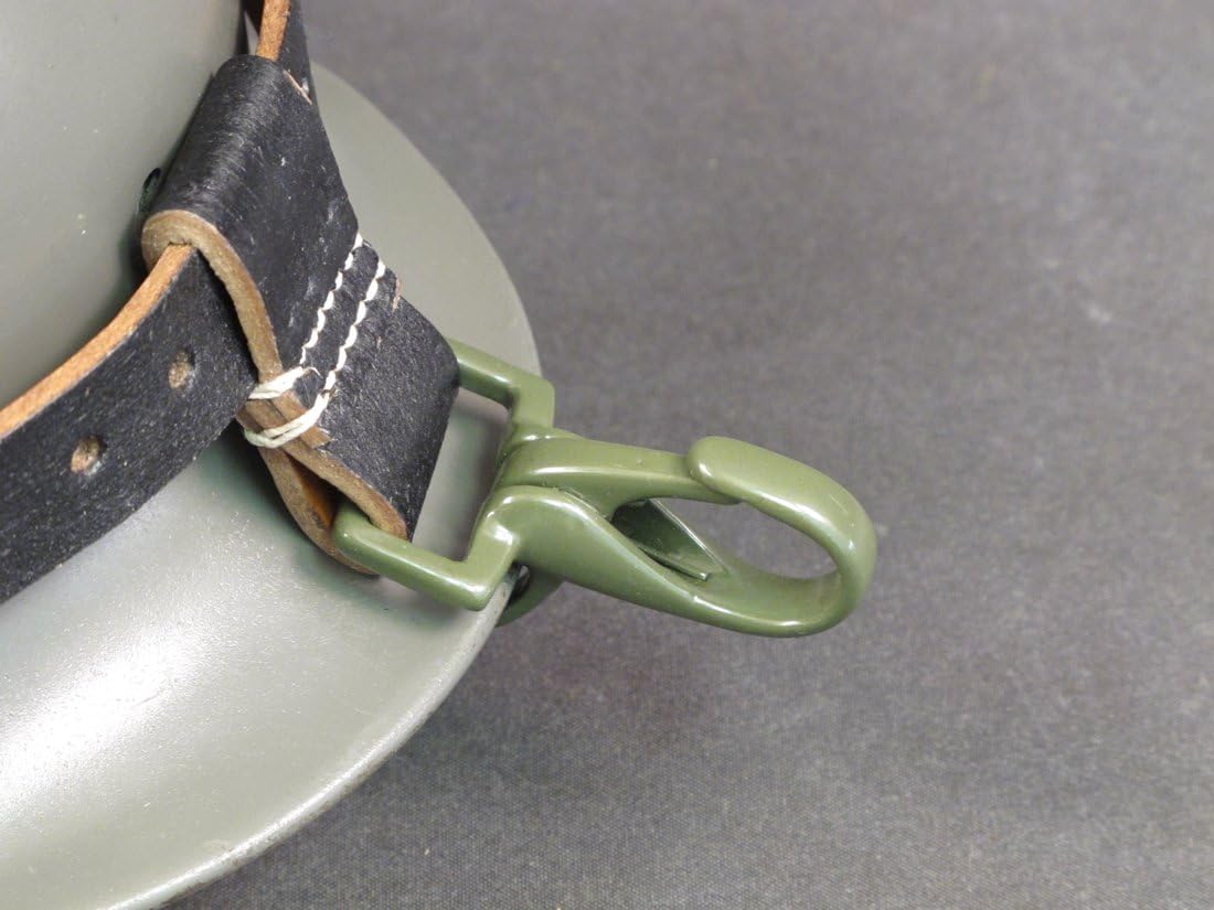German WWII Helmet Black Leather Carry Strap with Metal Fittings (Helmet not included)