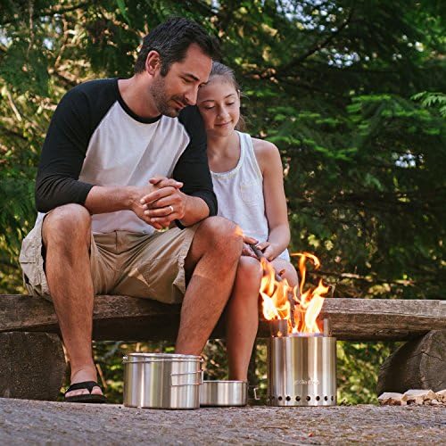 Solo Stove Campfire 2 Pot Set Combo - 4+ Person Wood Burning Camping Stove | Outdoor Kitchen Kit for Backpacking Camping Survival | NO Batteries or