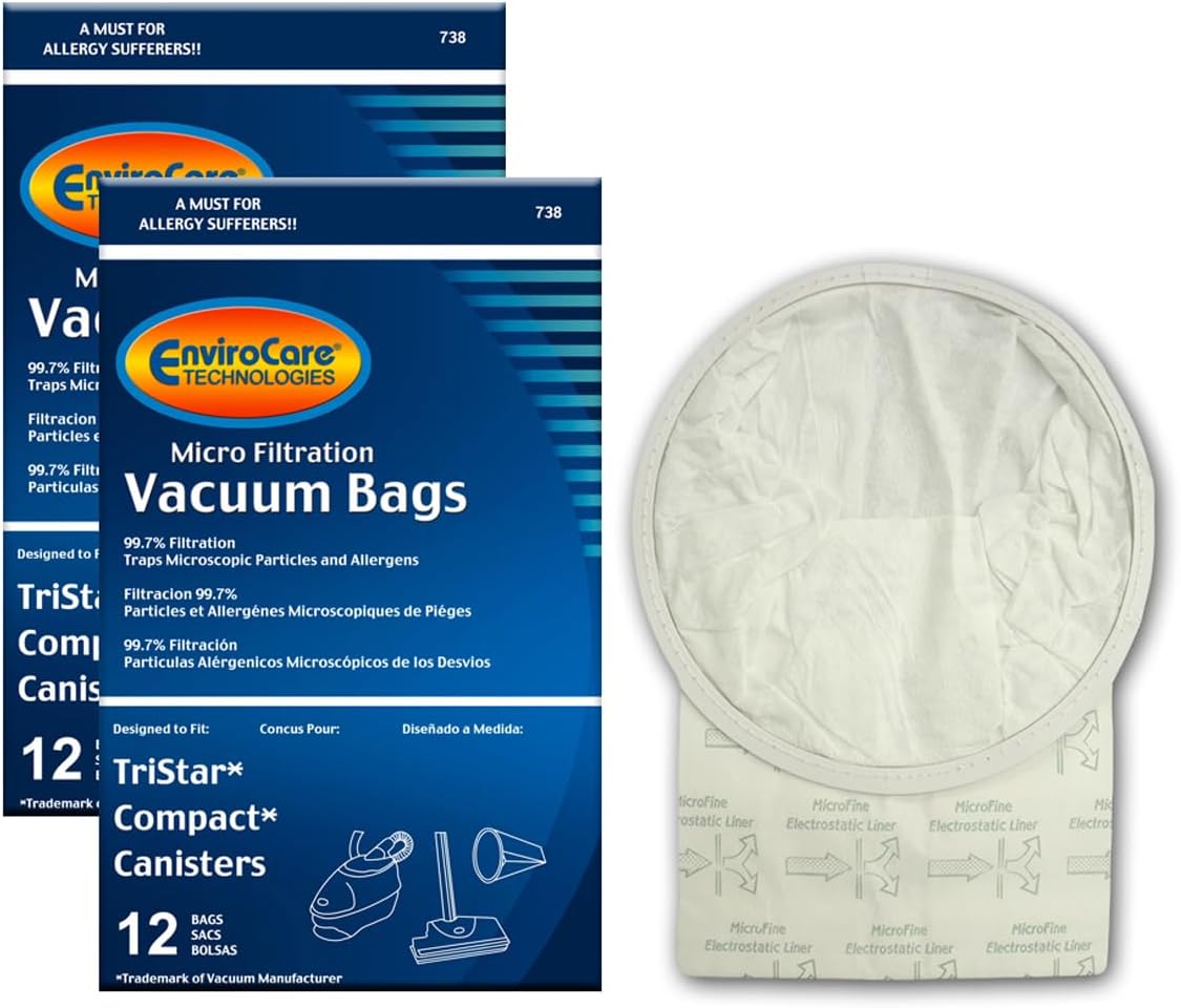 Envirocare Replacement Micro Filtration Vacuum Cleaner Dust Bags made to fit TriStar Compact, Patriot, Miracle Mate, Airstorm, MG1, MG2, Tristar EXL