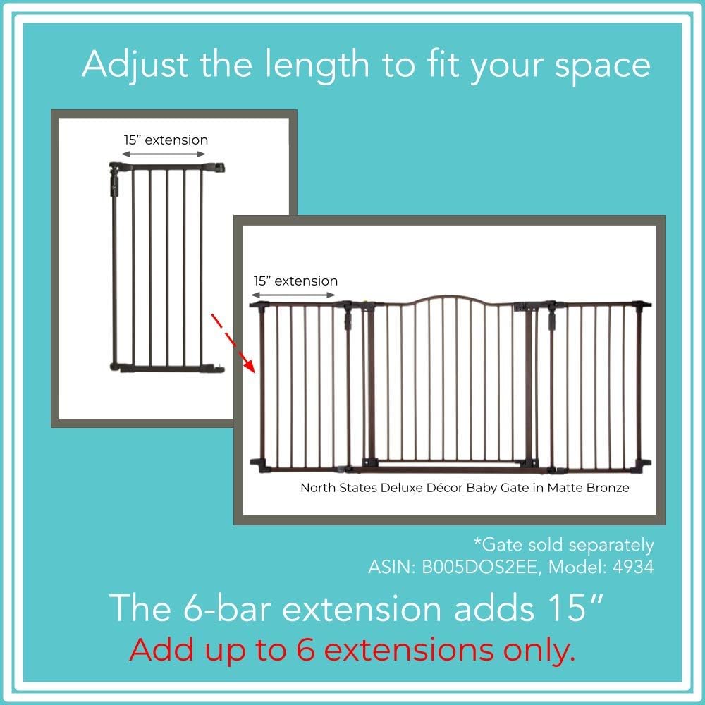 Toddleroo by North States - Deluxe Décor Safety Gate: Hardware Mounted Extra Wide Metal Baby Gate - Adjustable Child Gate - 38.3 to 72 Inches Wide - 30 Inches Tall - Matte Bronze