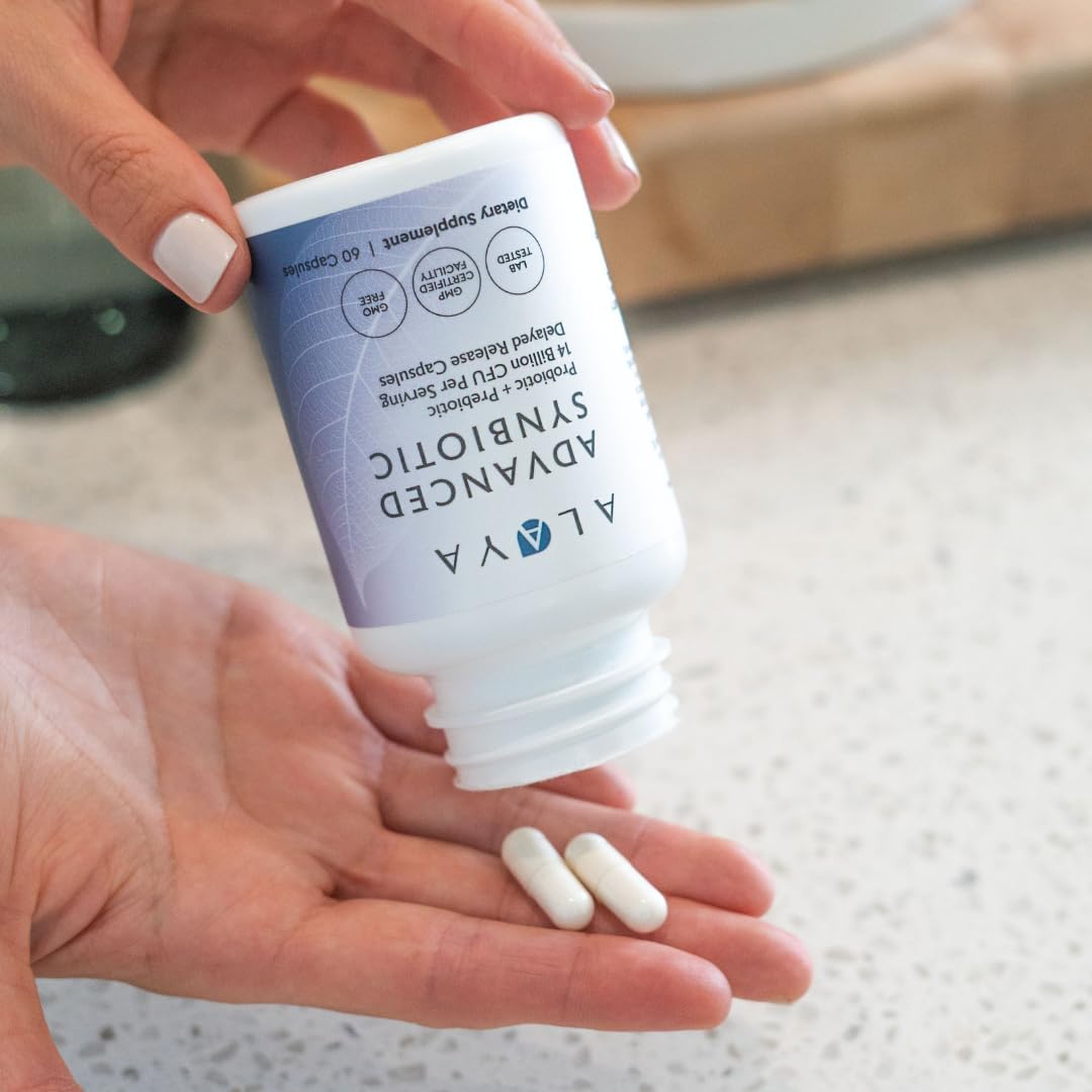 Alaya Naturals Advanced Synbiotic - Probiotic + Prebiotic - 14 Billion CFU Delayed Release Probiotic Supplement with Prebiotics from Sunfiber®
