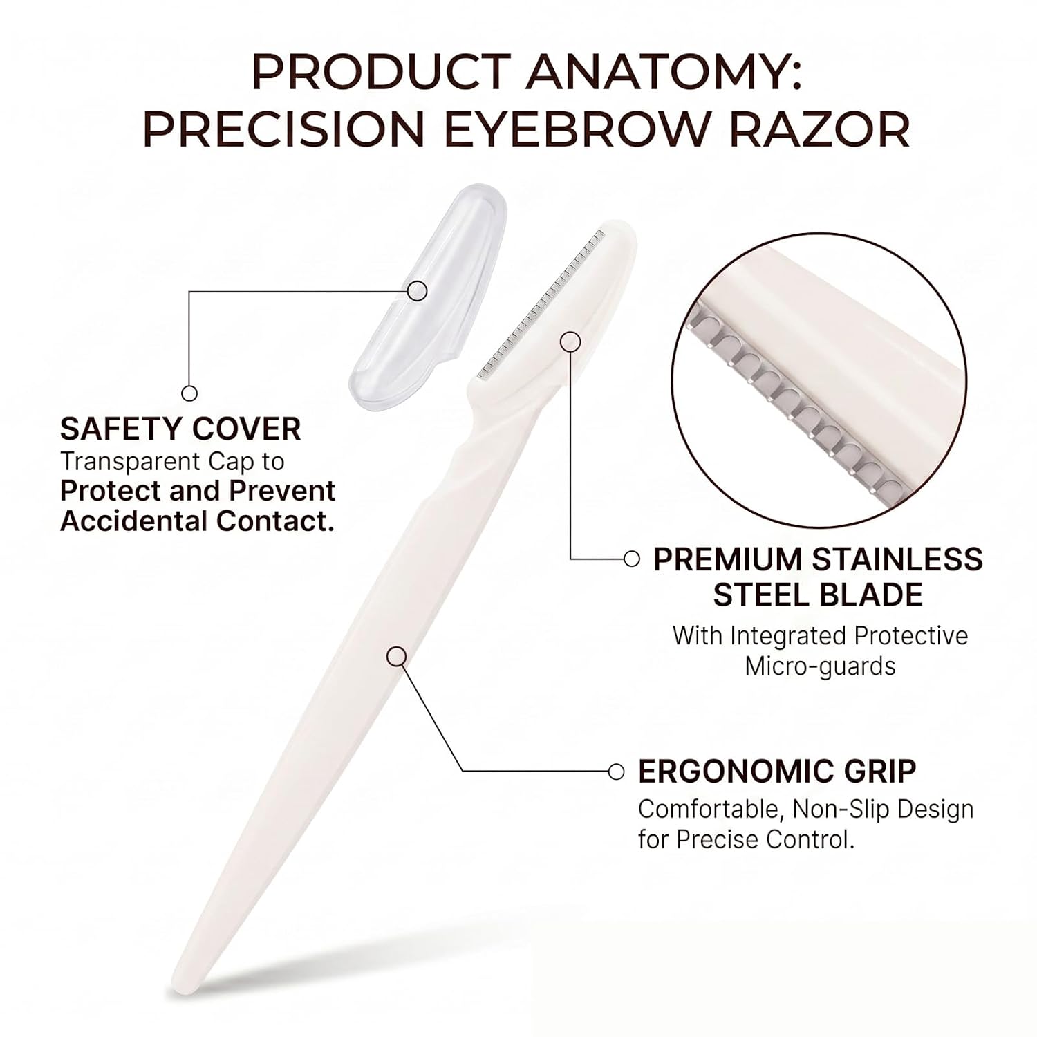 40pcs Dermaplane Razor for Women Face, Stainless Steel Eyebrow Razor