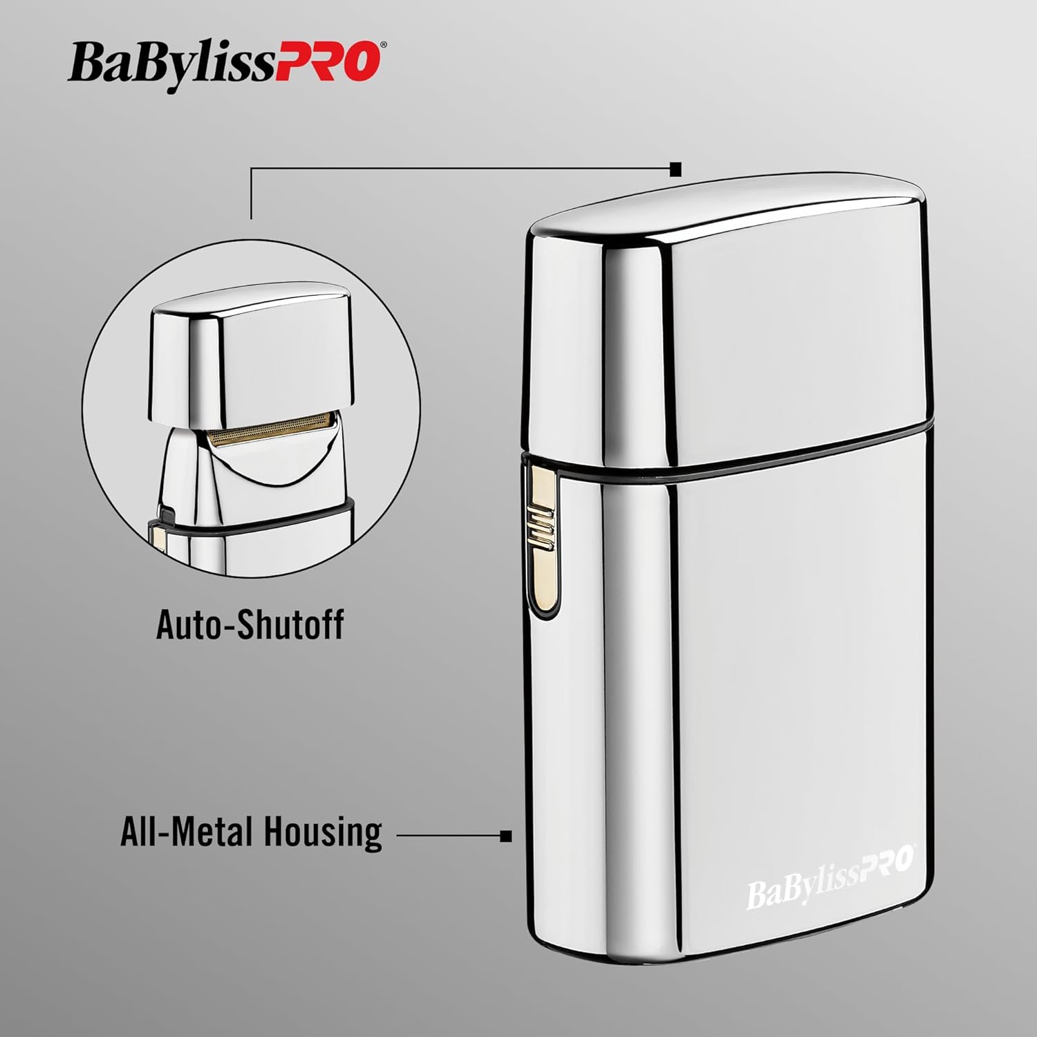 BaBylissPRO METALFX Single Foil Shaver, Handheld Razor for Travel, Portable Cordless Close Face Shaver for Head, Beard, & Neck
