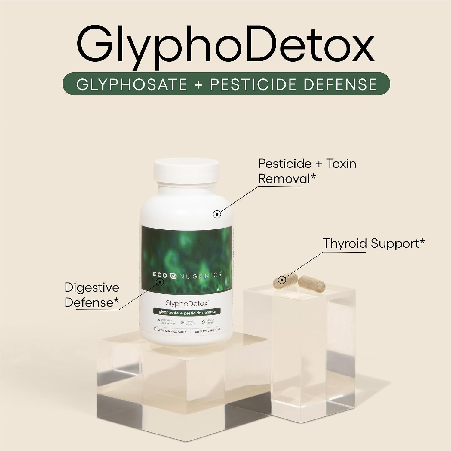 EcoNugenics GlyphoDetox Supplement – Detox Cleanse to Safely Remove Glyphosate Pesticides & Agricultural Toxins