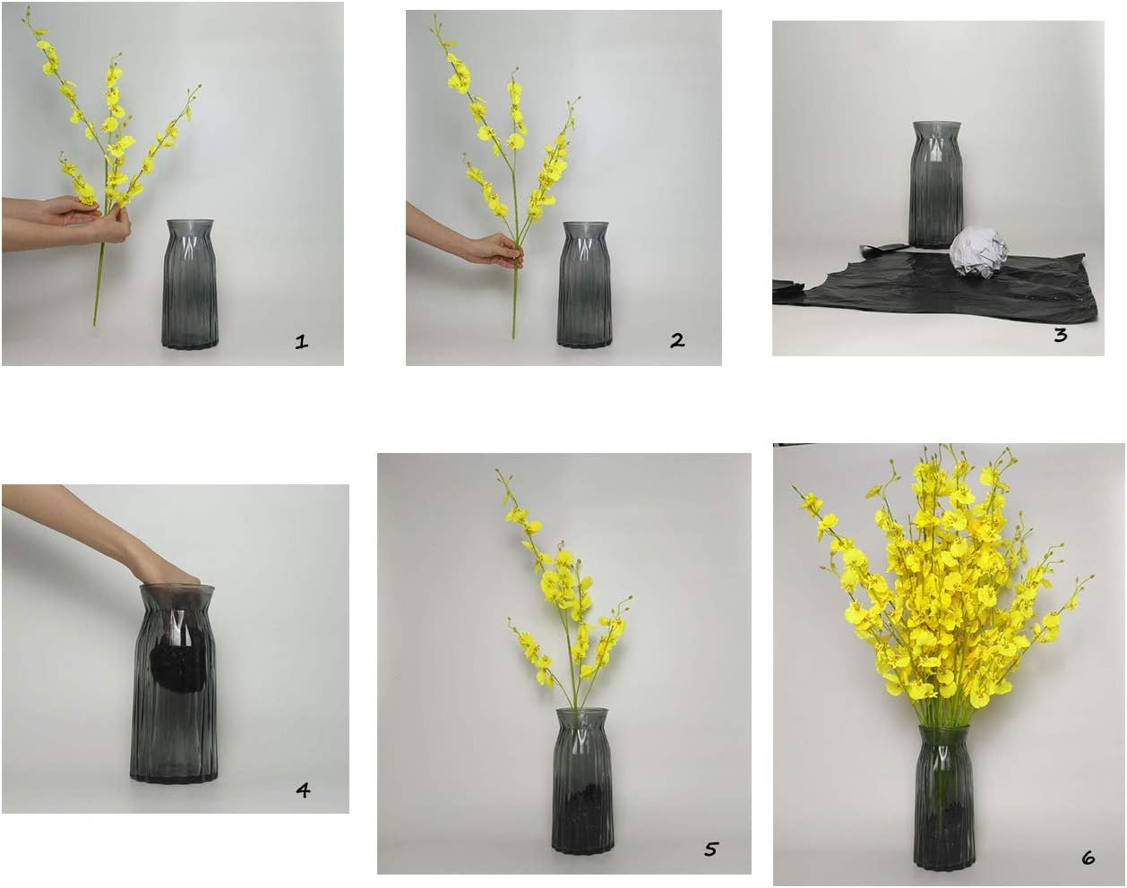 Yellow Artificial Flowers Orchids Silk Fake Flowers in Bulk, 12 Pcs (Each 38.5”), for Wedding Festive Party Home Office Decoration, No Include Vase