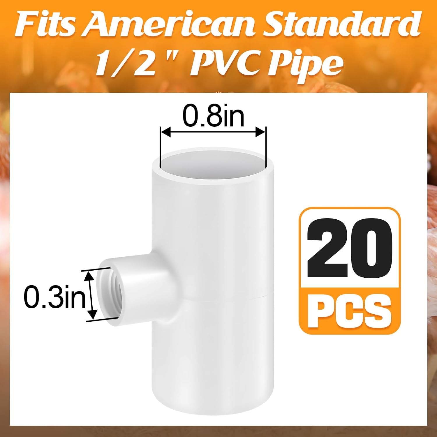 MEWTOGO 20 Pcs Chicken Waterer PVC Pipe Tee Fittings for Large Chicken Coop