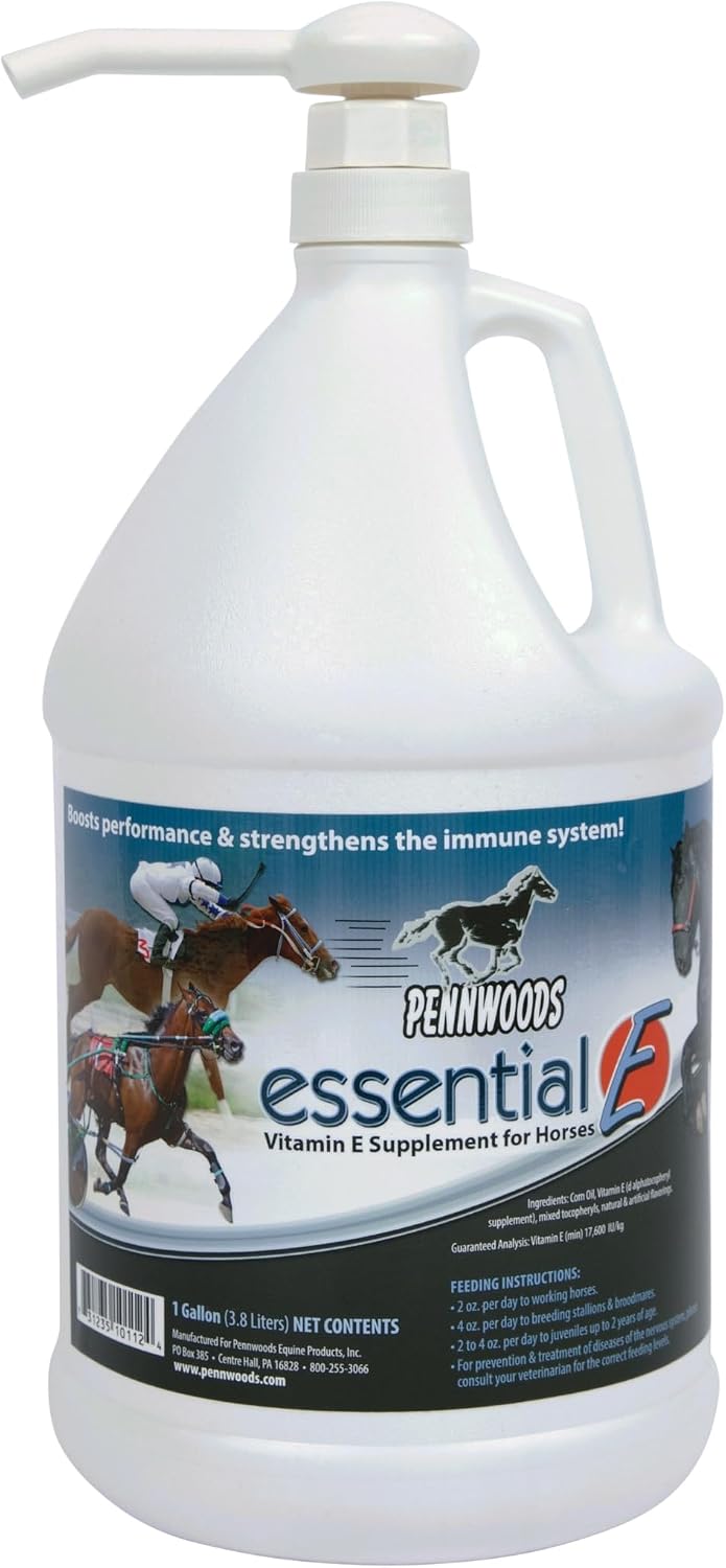 Essential E: Equine Vitamin E Horse Supplement, 1 Gallon | Supports Horse Health, Athletic Performance, Muscle Recovery, Equine Daily Nutrition