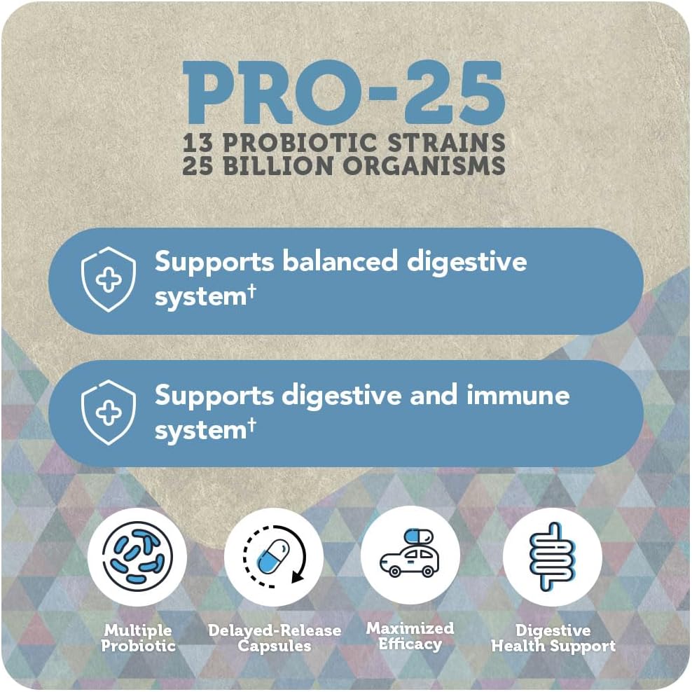Vitamin Bounty Pro-25 Probiotics for Women & Men - 25 Billion CFU - Probiotic Prebiotic for Digestive Health & Gut Support with Lactobacillus