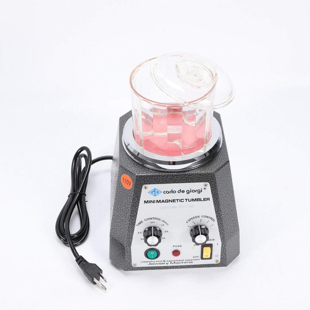 Magnetic Tumbler Jewelry Polisherm,4 Speed Mini Metal Magnetic Tumbler Polisher&Finisher Jewelry Polisher Finisher 100mm 110V