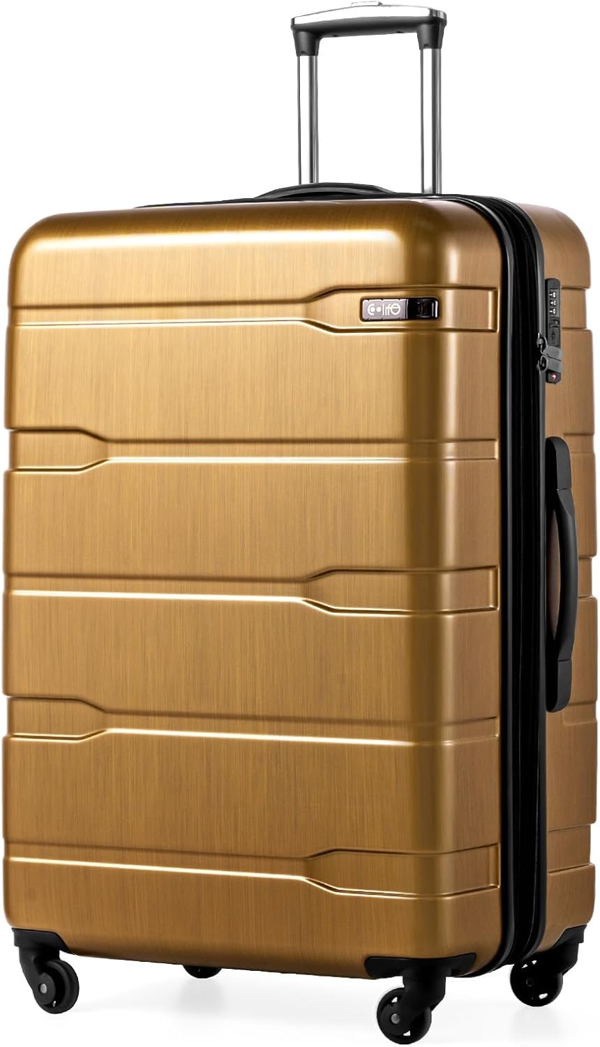 Coolife Medium Checked Luggage Hardside Suitcase with Spinner Wheels, 24in | Lightweight ABS+PC, Rolling Travel Suitcase with TSA Lock, Spinner Wheels, Durable Zipper, Charcoal