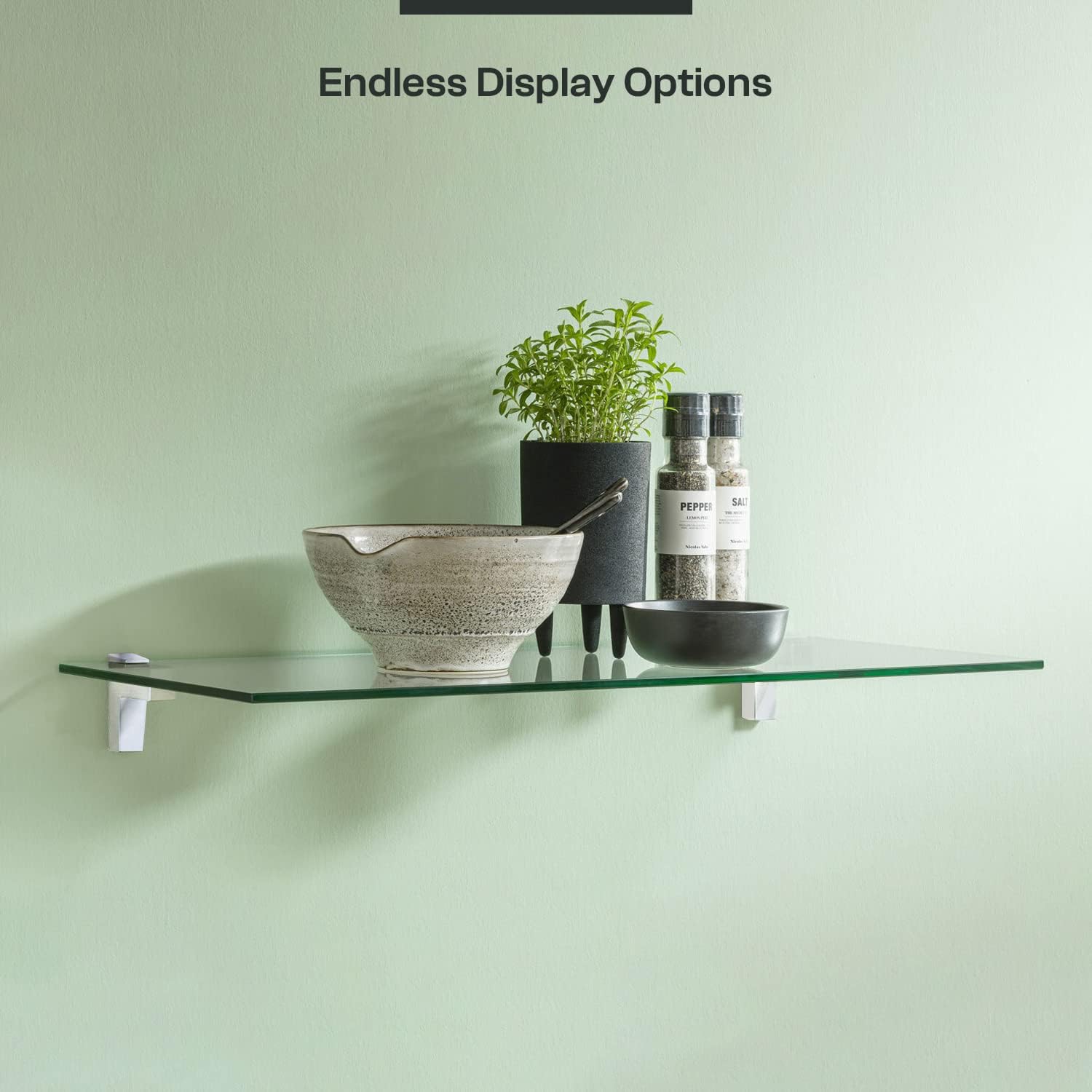Fab Glass and Mirror Glass Shelf 8" X 30" Clear