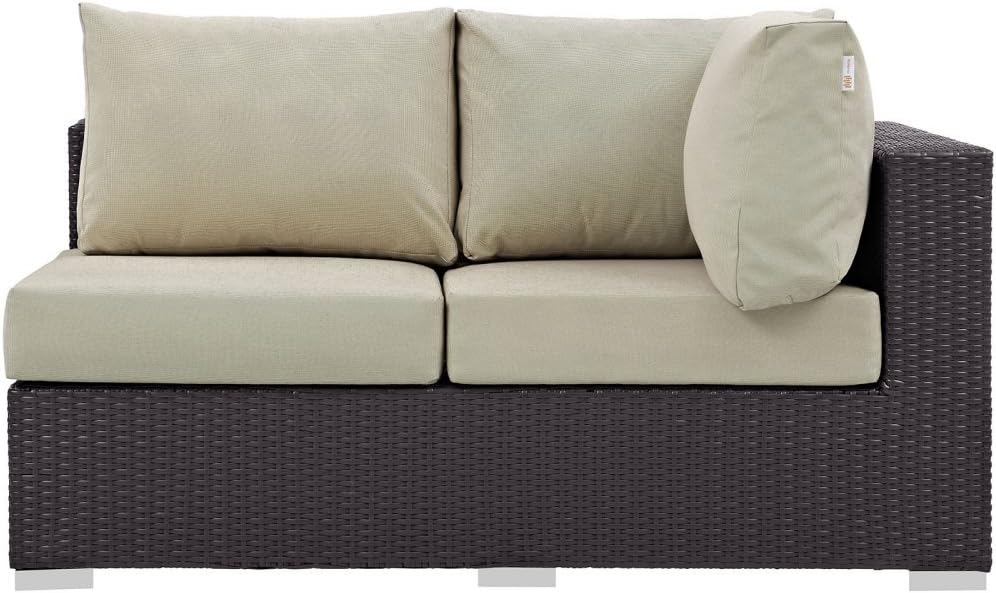 Modway Convene Wicker Rattan Outdoor Patio Loveseat in Espresso White