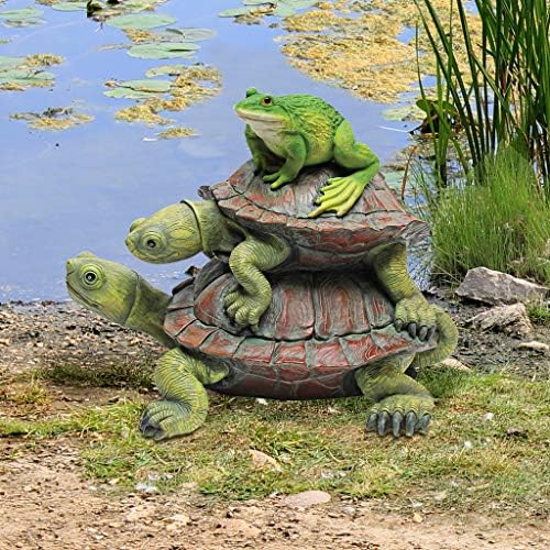Design Toscano In Good Company Frog and Turtles Garden Animal Statue, 11 Inch Long, 8 Inch Tall, Cast Stone Resin, Full Color Finish