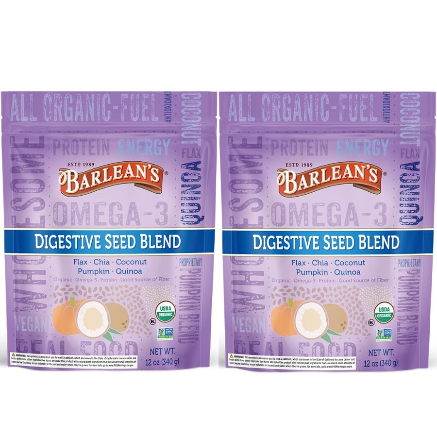 Barlean's Forti-Flax Organic Ground Flaxseed, Omega-3 Fiber, 16oz, 2-Pack | Ground whole raw flax seeds, Lignans, ALA omega-3, Fiber, Non-GMO, Vegan, For smoothies, baking, oatmeal & yogurt