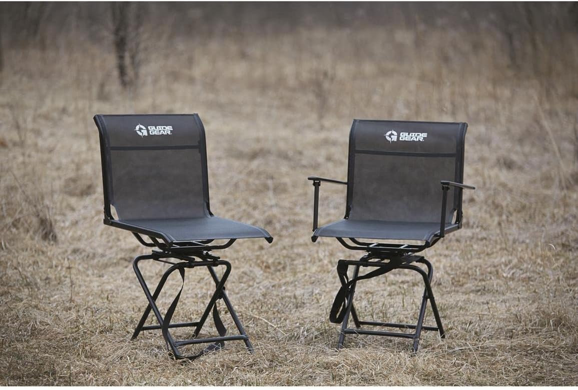 Guide Gear Big Boy Hunting Blind Chair, Portable Folding Seat for Shooting, Comfortable Spin Swivel, 500-lb. Capacity