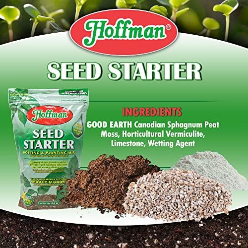 Hoffman INC A H Seed Starter Potting & Planting Mix with Wetting Agent for Moisture Retention, 4qt Bag