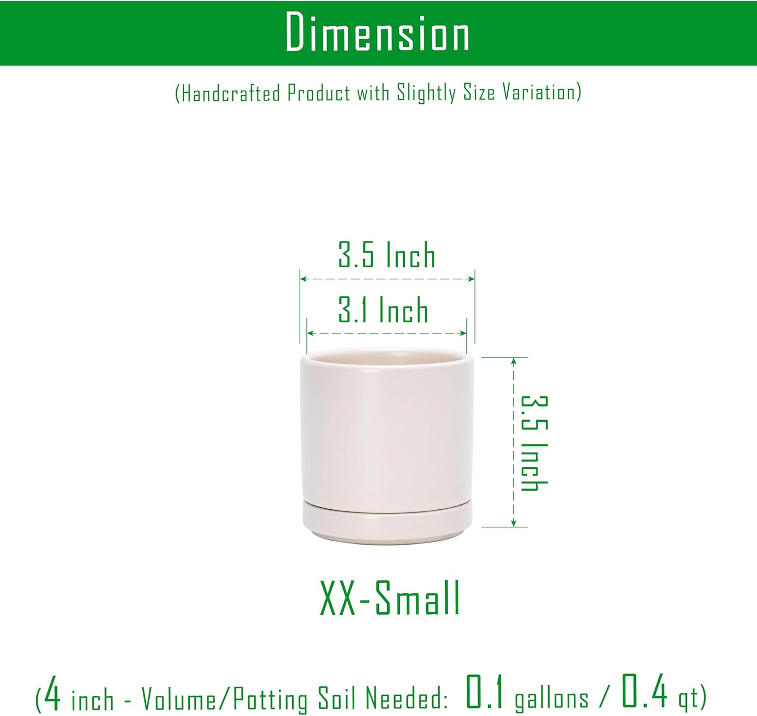 D'vine Dev 2-Pack Ceramic Pots with Saucers, White/Grey, 4.7 in, 94-V-B-6